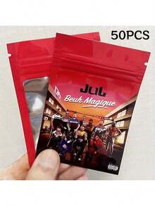 100个可重复使用的聚酯薄膜拉链收纳袋，防水防臭自封袋，包装袋，整理袋 - 紅色 - 查看 8