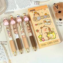 4pcs Cute Capybara Butt Stress Relief Squeeze Toys Ballpoint Pens, Adorable High-Quality Student Press-Type Signature Pens(Random Shipment) - 4pcs Capybara - View 7