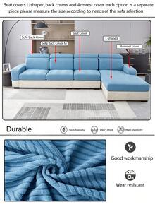 1件装弹力沙发套，防水防滑，四季通用，可机洗，宠物友好，适用于卧室和客厅的L型及1/2/3/4座沙发，柔软面料家具保护套 - 寶藍色 - 查看 10