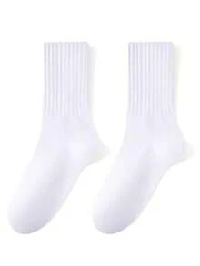 5 أزواج جوارب قطنية متوسطة الطول للجنسين، مرنة للغاية، مضادة للبكتيريا ومزيلة للروائح، بتصميم أحادي اللون، مناسبة للارتداء اليومي والأعمال - متعدد الألوان - مشاهدة 6