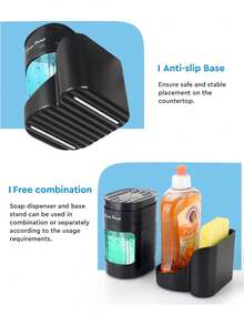 1个三合一皂液器，带海绵架，适用于厨房水槽洗碗，可分离脏水，方便取用液体，厨房用品，厨房配件，厨房工具 - 均碼 - 查看 8