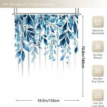 1/3/4-Piece Shower Curtain Bathroom Set, Simple Blue Leaf Pattern, Waterproof And Durable Accessories, With 12 Hooks - Includes Toilet Seat Cover, Bath Mat And Rug - Non-Slip Polyester Fabric - Washable - Perfect For Holiday Decorations, Home/Bedroom/House/Western Style Decor. - Multicolor - View 14