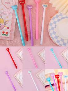 0.5mm 可爱卡通中性笔创意文具尾巴新奇签名笔用品（心形笔，心形中性墨水笔，黑色墨水，新奇笔，情人节，学生，教师，员工礼物，一些情人节礼物） - 彩色 - 查看 6