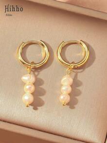 Hihho Pendientes largos con diseño de perla artificial - Multicolor - Ver 15
