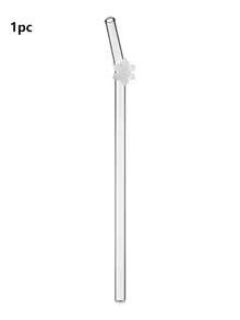 1/5 piezas Pajita de vidrio reutilizable con pan de jengibre, bastón de caramelo y copos de nieve, set de regalo festivo, pajita de vidrio reutilizable y resistente al calor, perfecta para restaurantes, batidos, milkshakes, té, jugo, decoración estética divertida - transparente - Ver 11