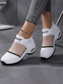 Women Breathable Knit Mesh Slip-On Casual Sneakers - White - View 2