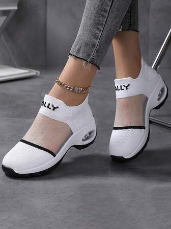 Women Breathable Knit Mesh Slip-On Casual Sneakers