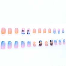 Simple And Fresh White French Manicure With Dreamy Waves And Coconut Trees. Wearable Nail Art. - 1 - 查看 3