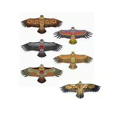 1个大型风筝，Cometas Volar，Cometas，雄鹰翱翔风筝，采用亮丽羽毛设计 - 翼展3.9英尺，耐用风筝线长30米，易于在微风中放飞，适合海滩、花园、公园、家庭娱乐、户外家庭娱乐活动