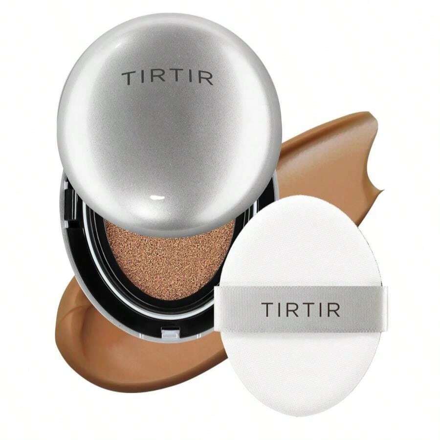 TIRTIR Mask Fit Aura Silver Cushion Foundation | Semi-Glow Finish, Natural Coverage, Moisturizing, Lightweight, Korean Cushion Foundation (#43N Deep Cocoa, Full Size, 0.63 Fl Oz) - Màu sắcU - Xem 1