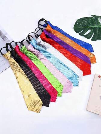 1pc Fashionable Sequin Tie, High-Quality Unisex Tie Suitable For Stage Performance, Carnival, Christmas Party