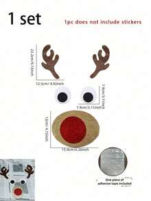 1 Set -Cute Christmas Decoration Felt Santa Claus, Snowman, Reindeer Cartoon Door/Window Stickers, Shop Showcase Accessories, Christmas Stickers, Christmas Felt Stickers, Removable Christmas Snowman Door/Window Stickers