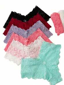 24/18/12/6PCS, New Arrival: Low-Waist Lace Panties Moisture-Wicking And Sweat-Wicking Breathable Low-Waisted  PantiesMix-And-Match Design Sitting For A Long Time Sizes M To XXL Fashionable And Minimalist  Beautiful And Breathable Beach Camping Holiday Work (Going To - 6PCS多色 - 查看 2