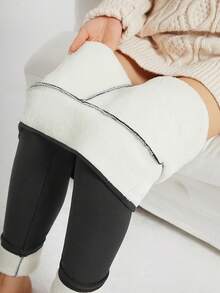 Autumn And Winter Fashion Label Tights Warm And Comfortable Tights, High Elastic Warm Women's Sportswear, Machine Washable, Solid Color, Very Suitable For Leisure Or Home Wear - Grey - View 11
