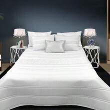 Colcha Edredón decorativa, con dos cojines relleno incluido,edredones cama edredon bouti calidad superior,Cómodo y duradero vale para Cama135/150cm Tamaño 250x260cm - Blanco - Ver 1