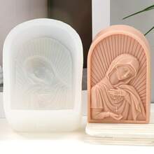 Moldes de silicona con diseños religiosos de María y la Cruz - Duraderos y de fácil desmoldeo para velas, resina, manualidades de arcilla, diseños religiosos intrincados ideales para decoración espiritual y regalos de bricolaje con temas de fe - Blanco - Ver 7