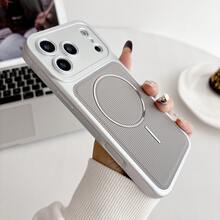 Leather Texture Phone Protective Case Compatible With Iphone 13, 13 Pro Max, 14, 14 Pro Max, 15, 15 Pro Max, 16, 16 Pro Max, 17, 17 Pro Max, 17 Pro - Silver - View 1