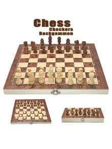 1 zestaw szachów warcaby backgammon 3 w 1 zestaw gier planszowych, drewniana szachownica z plastikowymi figurami szachowymi dla dorosłych, lekka gra planszowa warcaby, strategiczne zestawy backgammon dla dorosłych, przechowywanie elementów gry planszowej szachy podróżne