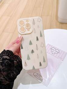 1pc Fashionable & Unique Christmas Tree Graphic Milky White Pupil Eyes Phone Case Compatible With IPhone 16/16Pro/16Plus/15/15ProMax/15Pro/11/12/13/14ProMax/12Mini/13Mini/11Pro/11ProMax/12Pro/12ProMax/13Pro/13ProMax/14Pro/14ProMax, Soft Shell, Creative & Elegant - Multicolor - View 2