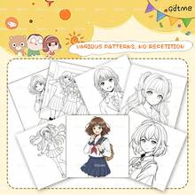 GDTME Cute High School Girl Painting Notebook, 9 Pages, Pink, "Heartbeat!" Cute! High School Girl's Daily Life Cute Manga Style, Anime Girl Illustrations (24 Pages), Perfect Birthday Gift, Christmas Gift, Girl Gift, Otaku Girl Gift, Valentine's Day And Women's Day Gift, Back To School Gift, Coloring Book, Art Supplies, Stationery - Kawaii Girl9 - View 5