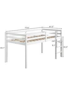 Twin Size Low Loft Bed With Ladder And Guardrail For Toddler Teen Boy Girl - mặc định - Xem 4
