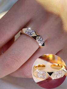 1 件独特花卉印花优雅设计精致薄荷绿珐琅可调节戒指 - 墨綠色 - 查看 19