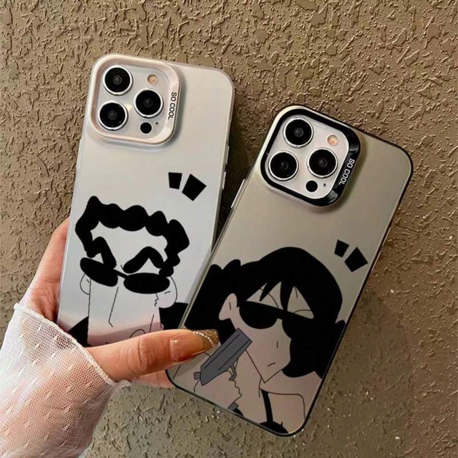 Edgy Cool Cartoon Sunglasses Phone Case For 16/15/14 Pro Max | Bold Retro Vibe Shockproof Cover - Blanco - Ver 1