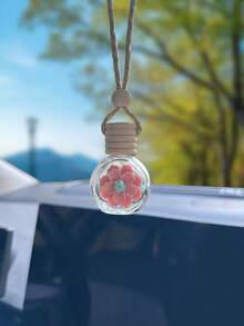 1pc Flower Perfume Bottle Car Rearview Mirror Hanging Decor, Fragrance Diffuser Accessory, Suitable For Men And Women - Multicolor - View 7