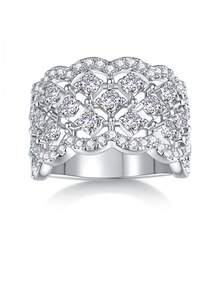 925纯银莫桑石戒指，女士款，低过敏性，高端订婚/结婚戒指，情人节/生日礼物，防氧化礼盒包装 - 戒指 - 查看 10