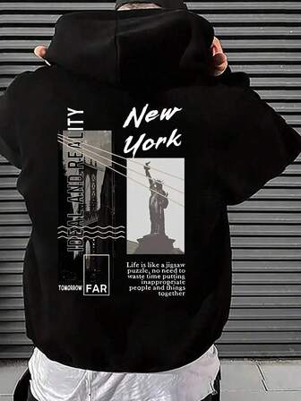 Teen Boys' Casual Slogan Print Hoodie Sweatshirt, Thermal Lined, Hooded Pullover, Teen Boys Gifts