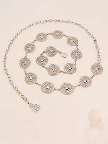 Fashionable Minimalist Exaggerated Carved Adjustable Western Style Vintage Metal Belt, Suitable For Jeans, Skirts