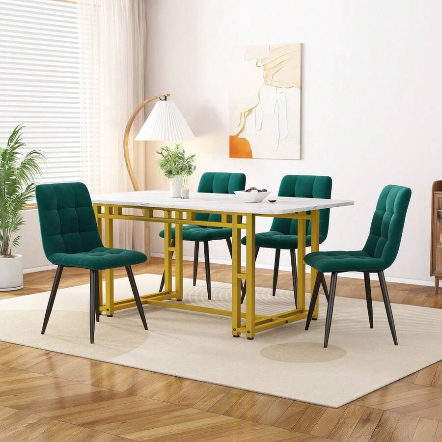 Dining Tables - Dark Green + MDF + Velvet - View 1