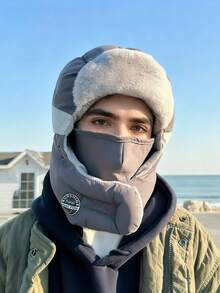 1 Piece Of Men's Winter Neck Protector With Thick Velvet Riding Lei Feng Hat And Anti Cold Cotton Hat, Suitable For Daily Use, Cycling, Skiing, Gifts From Close Friends, Lovers, Relatives, Christmas Gifts - Multicolor - View 4