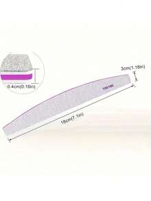20pcs Grey Crescent Nail Files, Double-Sided Nail Buffers, 100/180 Grit, For Nail Shaping And Grooming - Multicolor - View 13