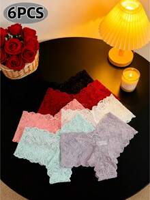 24/18/12/6PCS, New Arrival: Low-Waist Lace Panties Moisture-Wicking And Sweat-Wicking Breathable Low-Waisted  PantiesMix-And-Match Design Sitting For A Long Time Sizes M To XXL Fashionable And Minimalist  Beautiful And Breathable Beach Camping Holiday Work (Going To - 6PCS多色 - 查看 11