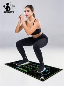 1pc 35x80cm (13.78x31.5 Inches) 1000GSM High Density Silicone Yoga Mat | Non-Slip Wear-Resistant Waterproof Fitness Training Mat | With Foot Position Guide Line Suitable For Squats, Yoga, Strength Training | Suitable For Wooden Floor, Tile, Cement | Washable And Easy To Clean, Multipurpose Home Gym Exercise Mat - Multicolor - View 3
