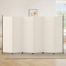 Partition, 6 Dividers, Height 69.7 X Width 120.7 Inches (176.3 X 328.7 Cm), Cover Strip Included, Cross Partition, Foldable, Shackle, Freestanding, Fabric, Blindfold Screen, Stylish, Durable - Beige - View 1