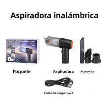 Aspiradora de coche transfronteriza, succión y soplado integrados, inalámbrica, de alta succión, portátil, mini, súper fuerte, para soplar polvo en el interior del coche - Aspiradora para coche 2037 - 3 en 1 (sopla, succiona y extrae) * 1200 mAh - Ver 2