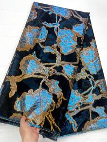 5码/1码 高品质新款花卉刺绣薄纱蕾丝面料，2025花卉提花图案网布，时尚设计图案锦缎面料，适用于服装缝纫，适合非洲、尼日利亚派对、宴会、婚纱、女士连衣裙、家居装饰窗帘DIY，可选颜色：粉色、红色、金色、绿色、蓝色、紫色、多色，仅限手洗，按码裁剪 - 彩色 - 查看 22