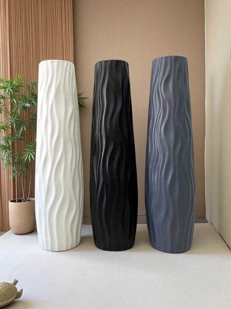 1pc Large Plastic Multi-Color Vase, Approx. 58cm, Decorative Dried Flower Vase, Floral Art Vase, Minimalist Autumn Living Room/Showroom Decor, Home Decor, Vase, Dining Table Decor, Valentine's Day, Valentine's Day Wedding (Due To Batch Differences, The Product May Have Some Color Variations) - Multicolor - View 1