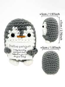 Penguin Gift Set, Includes Crochet Penguin Pendant, Stress Relief Shark, Inspirational Crochet Decor, Desktop Decor, Inspirational Card, Desktop Planter, Cute Penguin Decor, Suitable For Christmas Stocking Stuffers, Christmas Gifts, Birthday And Emotional Decor - Crocheted Penguin - Pink - View 16