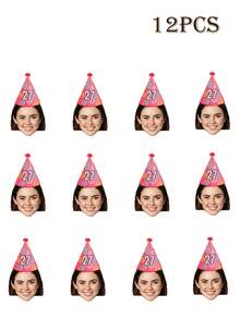 LICVIC 定制照片和年龄生日装饰，个性化生日帽装饰，定制生日快乐横幅，可定制图片横幅拉旗，生日礼物，派对旗帜，周年纪念，毕业庆祝，各种派对，男士，女士，朋友，客厅，卧室，装饰 - 風格A - 查看 15