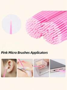 100pcs High-Quality Disposable Cleaning Cotton Sticks, Simple And Hygienic, - Pink - View 5