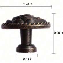 Vintage Rose Cabinet Knobs, Antique Bronze Cupboard Dresser Door Pull Round Zinc Alloy Knob Flower Drawer Handles With 3 Sized Screws For Furniture Kitchen Cupboard Closet Wardrobe - Bronze - View 2