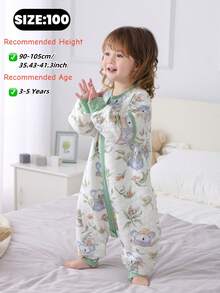 1.5tog 儿童睡袋，适合 3 个月至 7 岁宝宝，春秋冬款，薄棉绗缝睡袋，可拆卸袖子，儿童防踢防寒睡袋