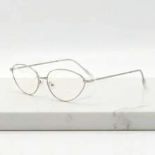 Unisex Computer/Gaming/TV/Phone Glasses, Cat Eye Metal Frame, Reduce Eye Fatigue, Lightweight & Fashionable Optical Glasses