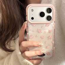 韩版碎花全包透明手机壳，兼容苹果17/16/15/14/13/12系列，日常使用场景，时尚图案，美观大方，轻巧耐用，时尚女款手机壳 - 透明碎花 - 查看 1