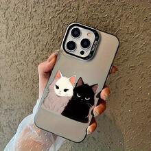 Estuche para Teléfono con Diseño de Gatito en Blanco y - Funda Protectora de Alta Calidad Compatible con Múltiples Modelos de : 16, 15, 14, 13, 12 Pro Max, 14 Plus, 16 Plus, Serie 15 Pro - Regalo Popular de Cumpleaños o Empresarial para Amigos o Parejas, Diseño Nuevo Duradero Unisex - Oscuro-575 - Ver 11