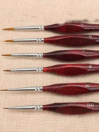 5/1pc Miniature Detail Paint Brushes Set - Wood Handles, High-Quality Nylon Bristles For Acrylic, Watercolor, Oil, Scale Model Painting, Line Drawing, Perfect For Artists And Beginners New Year Gift