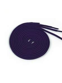 1 Pair Dark Purple Simple Round Solid Color Shoelaces, Suitable For Sneakers, Skate Shoes, Casual Shoes - Purple - View 3